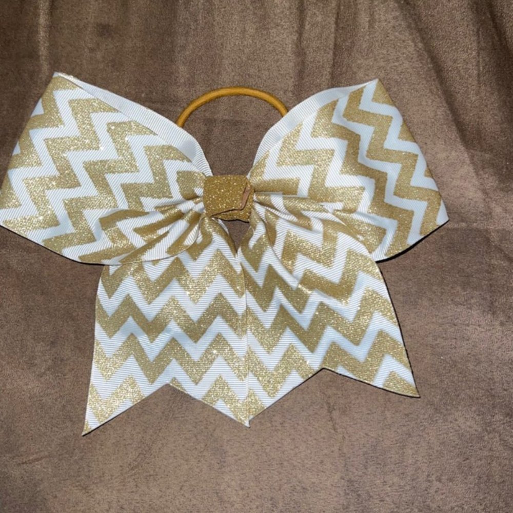 Gold striped hair bow